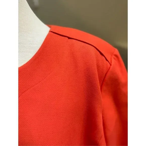 Classiques Entier 18W tangerine 3/4 sleeve button front lined tweed style blazer - Picture 4 of 7